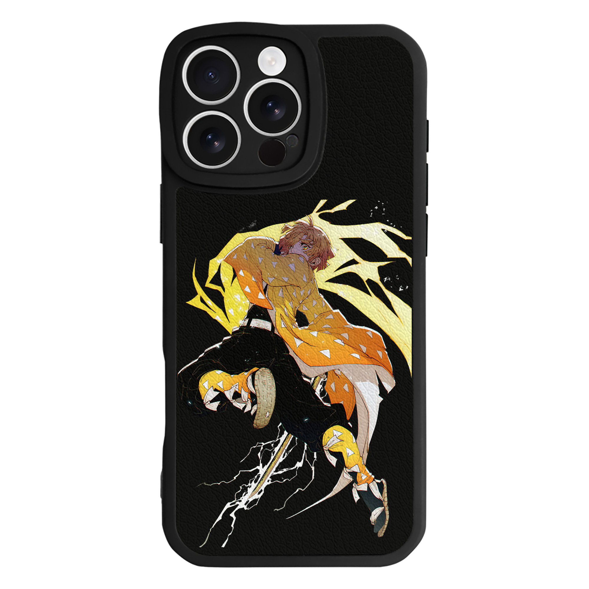（画像用） 鬼滅の刃（きめつのやいば）我妻 善逸／あがつま ぜんいつ Agatsuma Zenitsu 【iPhone 16シリーズ対応】シリコンスマホケース（レザー調） 材質：シリコン